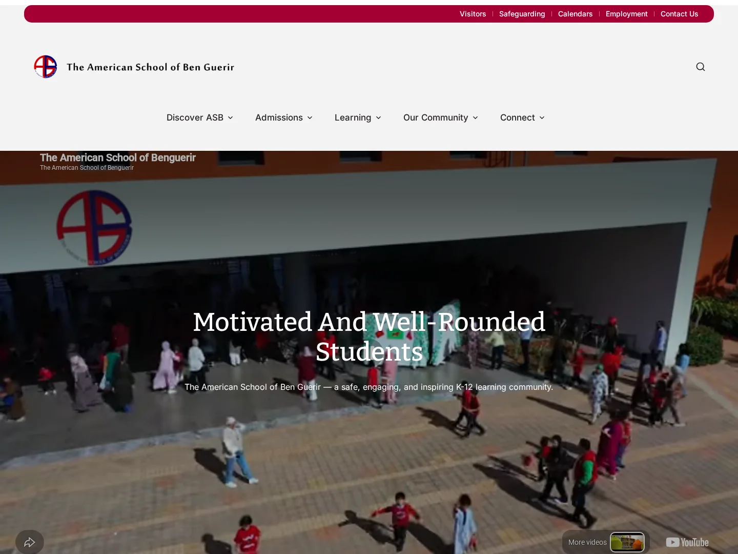 American School of Benguerir website homepage by Eysi