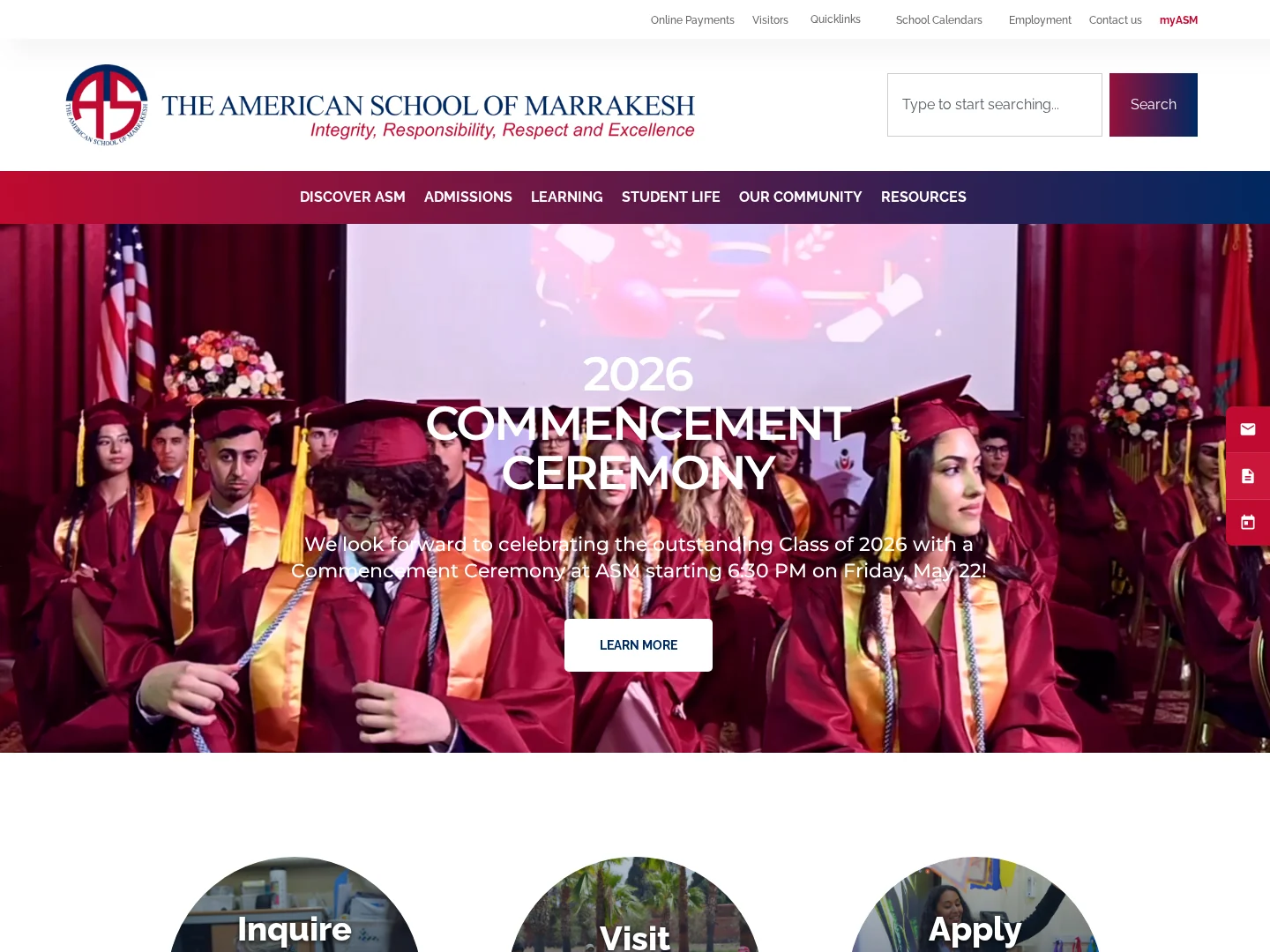 American School of Marrakesh (ASM) website homepage by Eysi
