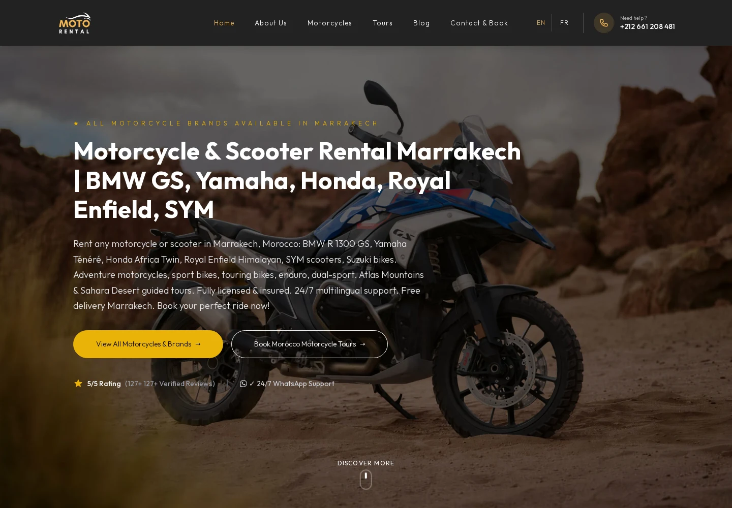 Motorcycle Rental Marrakech website preview